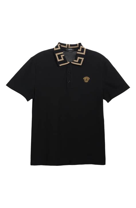 collar hombre versace|Versace Metallic Greca Collar Piqué Polo .